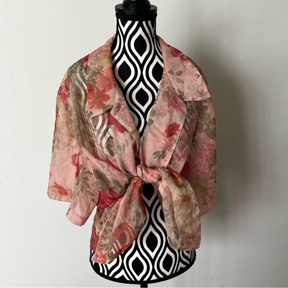 Vintage 90s Lady Dorby Sheer Floral Open Back Top